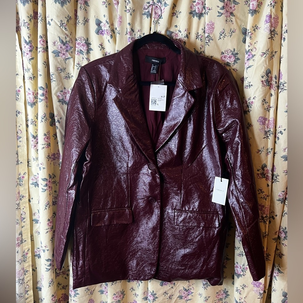 NWT Faux Red Leather Jacket